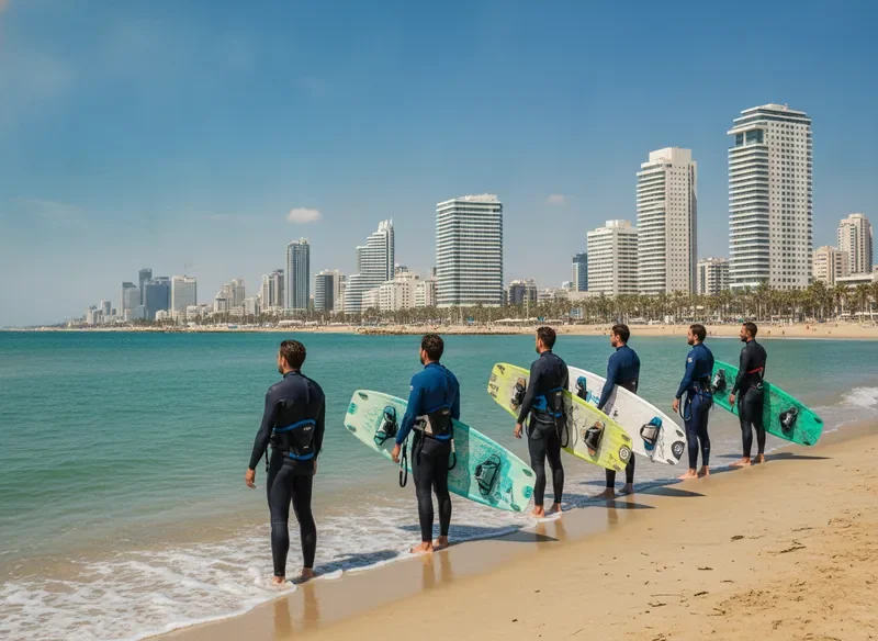 גולשי קייט סרפינג על קו המים בתל אביב